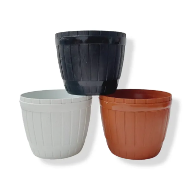 Barrel Plastic Pots - Medium (Diameter 20cm / Height 17cm)
