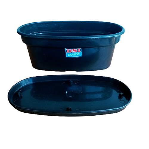 Oval Shape Flower Pot with Tray - (Length- 33cm / Height 13cm)