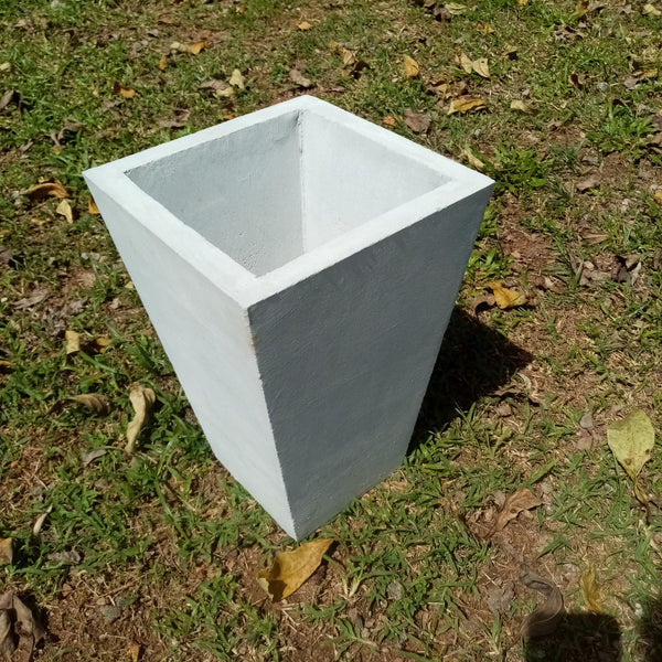 Titanium Finished Cement Angle Box Pot - 8"x 8"x 12"