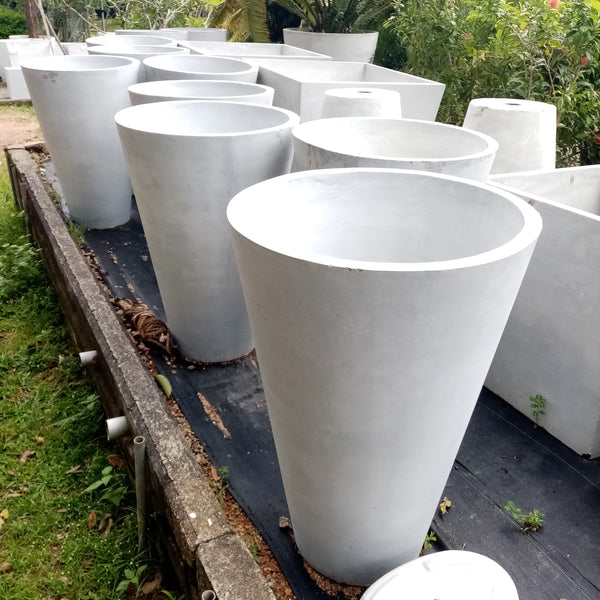 Titanium Finished Cement Plain Vase - (21'' x Height 30'')