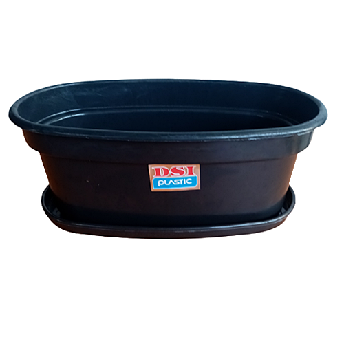Oval Shape Flower Pot with Tray - (Length- 33cm / Height 13cm)