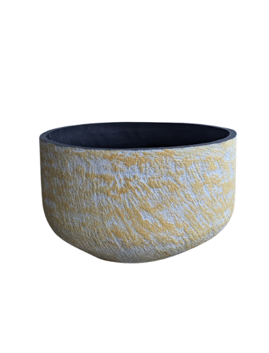 Decorative Cement Pots - White & Yellow Mix