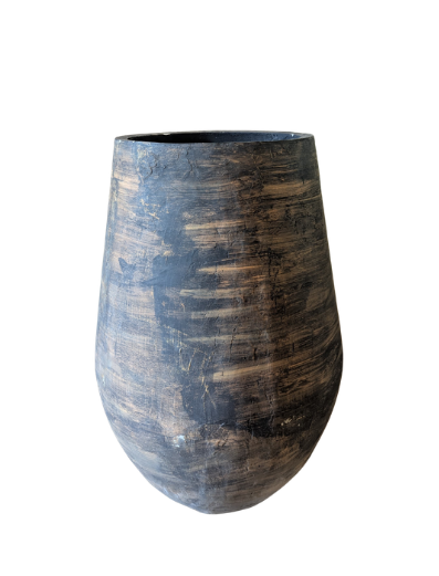 Decorative Cement Pots - Light Brown & Black