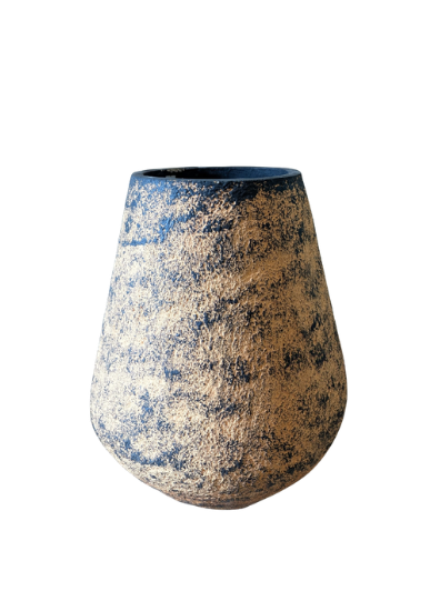 Decorative Cement Pot - Light Brown & Black Mix