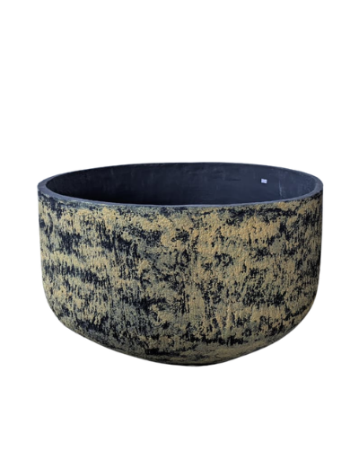 Decorative Cement Pots - Black & Gold