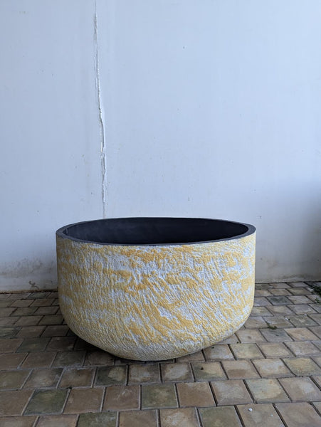 Decorative Cement Pots - White & Yellow Mix
