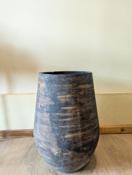 Decorative Cement Pots - Light Brown & Black