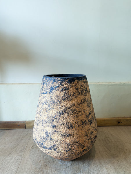 Decorative Cement Pot - Light Brown & Black Mix