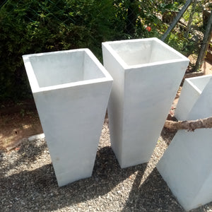Titanium Finished Cement Angle Box Pot -13"x13"x30"