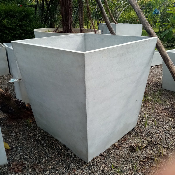 Titanium Finished Cement Angle Box Pot - (30"x30"x30")