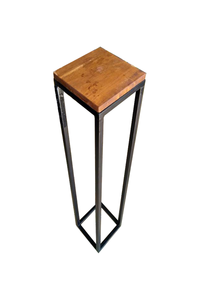 Black Large Powder Coated Single Metal Stand with Wooden Block : 40'' (Height)