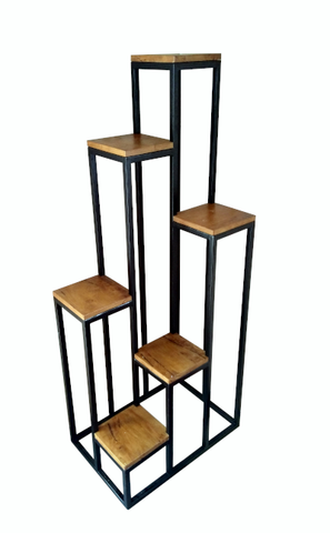 6 Step Powder Coated Metal Stand with Wooden Block : 47'' (Height)
