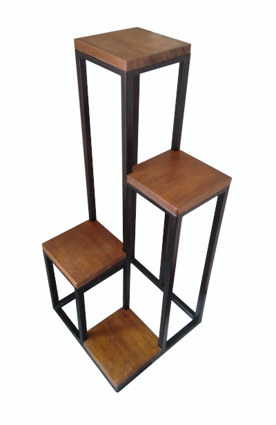4 Step Powder Coated Metal Stand with Wooden Block : 32'' (Height)