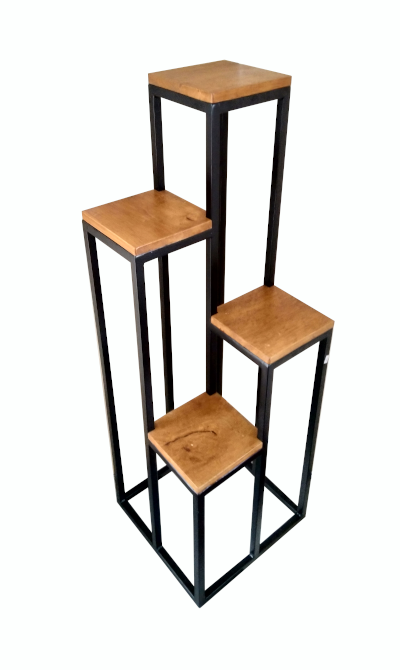 4 Step Powder Coated Metal Stand with Wooden Block : 40'' (Height)